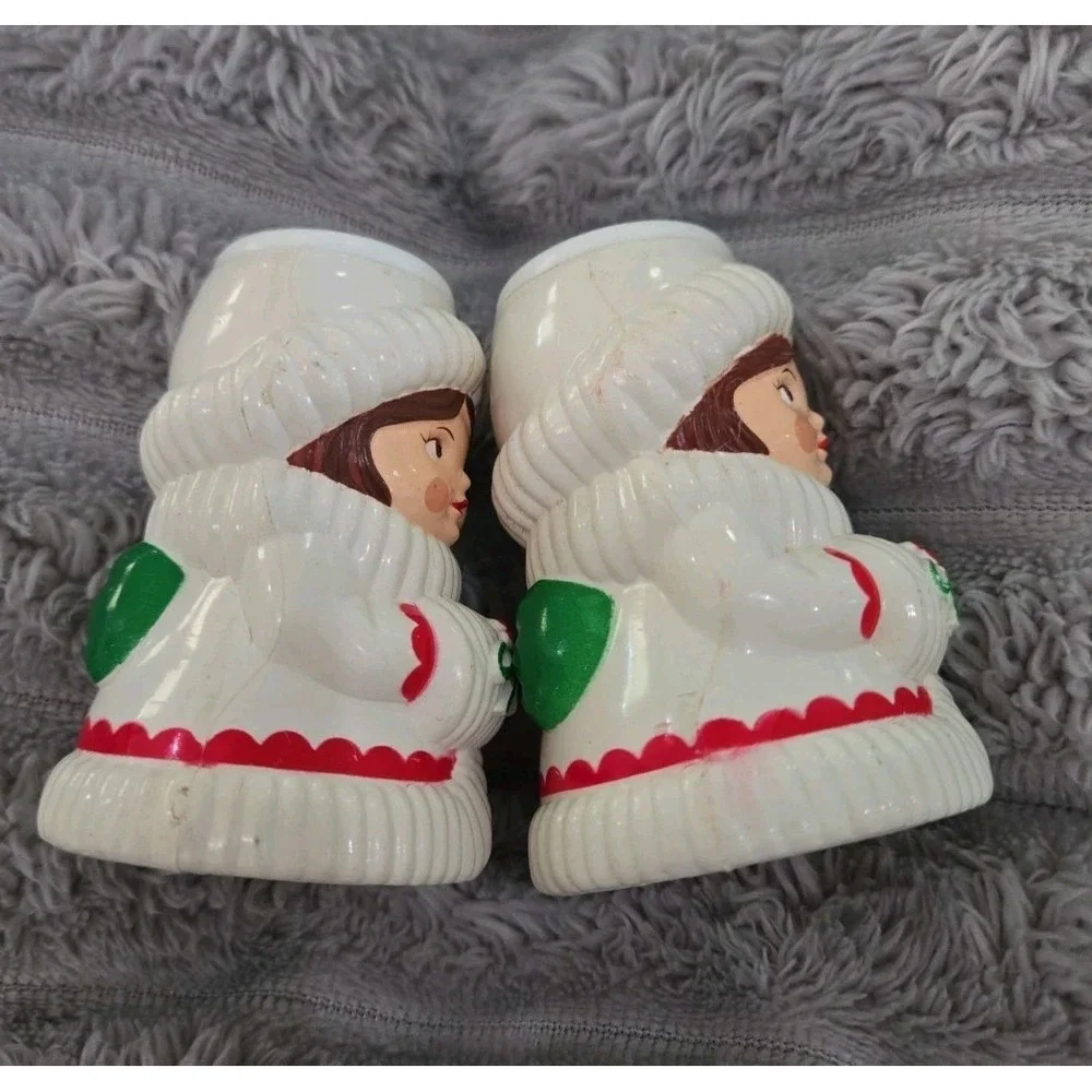 Vintage Lot of 2 Avon Christmas Caroling Girls Taper Candle Holders